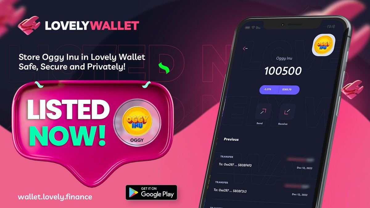 🌟Greetings OggyInu Community!

We are thrilled to announce that Oggy Inu ($OGGY) now listed on LOVELY WALLET! 🎉

<a href="/OggyInuGlobal/">OggyInu</a> OggyInu - A place that combines the determination and solidarity of the whole community. Work together, fight together and win together

Store OggyInu
