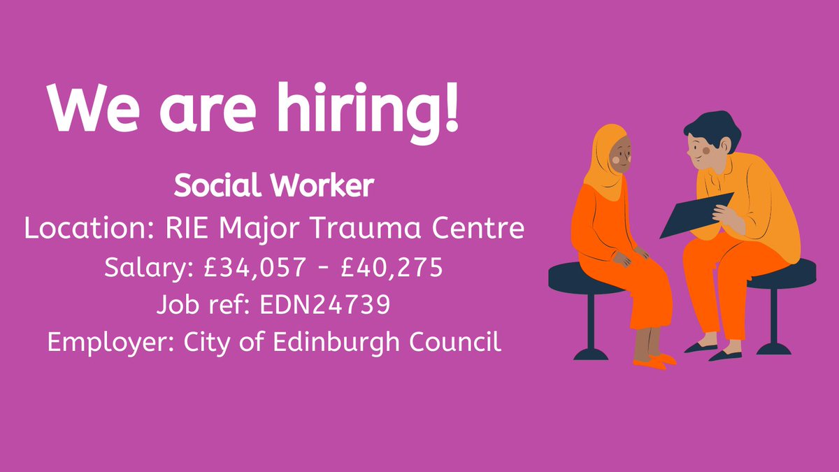 The SEoS is looking to appoint a qualified Social Worker to join our team based at the RIE MTC. A brilliant opportunity to make a real difference & support MT patients & their families through their recovery journey. For more info please see link below 👇 myjobscotland.gov.uk/councils/city-…