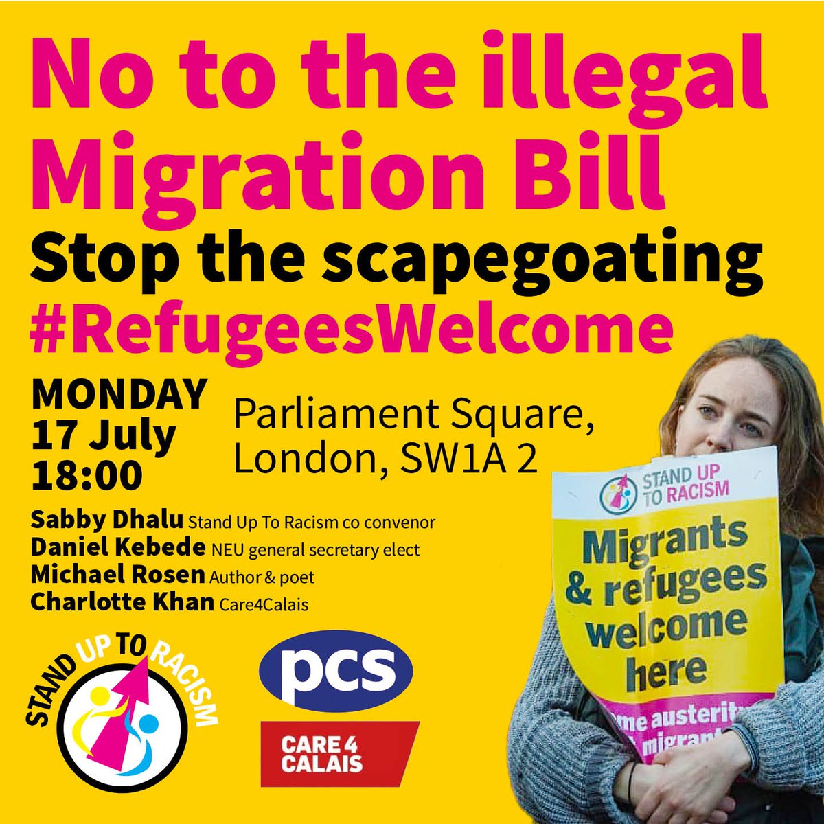 AntiRacismDay's tweet photo. Each week,anti racists in towns across Britain have to turn out time &amp; time again to oppose the far right trying to build a racist street movement targetting refugees.Why is government playing with🔥? #StopScapegoating STOP #IllegalMigrationBill 
PROTEST PARLIAMENT SQ 6PM TONIGHT https://t.co/Ku2xpMBRWw