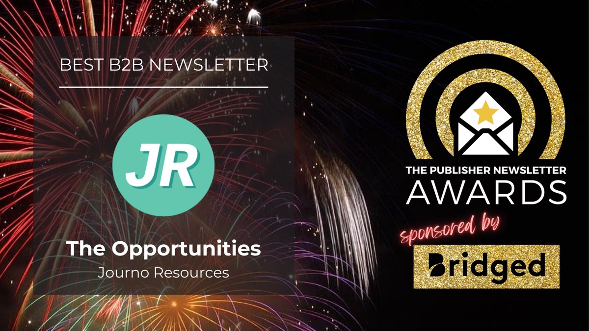 First is our winner of Best B2B Newsletter... @journoresources! Congratulations! #pubnewsletters