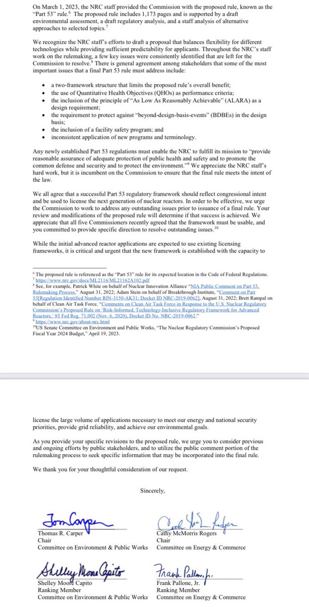 EPWGOP's tweet photo. NEW 📬➡️ @SenCapito @SenatorCarper @cathymcmorris & @FrankPallone led a bipartisan, bicameral effort urging @NRCgov commissioners to establish a licensing framework for the deployment of advanced nuclear reactors.
Read the full letter, signed by 20 senators and 44 House members: https://t.co/vOdJJg1bo8