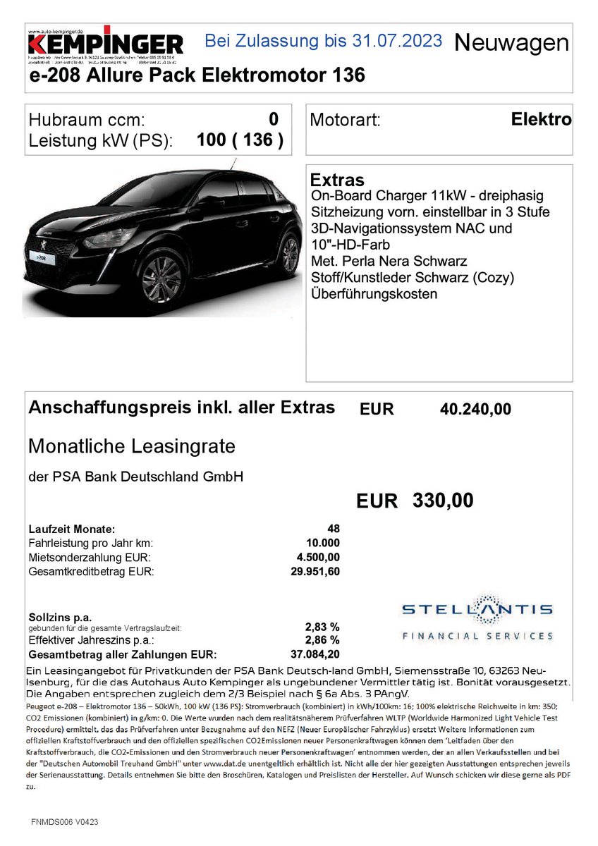AutoKempinger's tweet photo. Nur 3 Stück haben wir für euch mit Sonderpreis und Sonderleasing.
#PeugeotPassau #Peugeot208 #allelectric #autokempinger #autohauspassau #schnäppchen #sonderpreis #rabattaktion https://t.co/qezdwKLreA