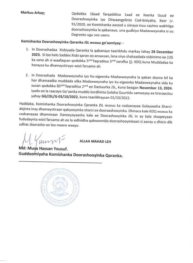 SLNECHQ's tweet photo. Somaliland National Electoral Commission scheduled election timelines. https://t.co/mjPUI1OphW