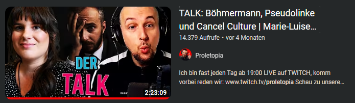 videogoid's tweet photo. Transfeindlichen Akteur*innen eine Bühne zu bieten um  "ihre Geschichte" zu erzählen ist nichts neues.

Vor vier Monaten war Marie-Luise Vollbrecht zu Gast. Ging es dort um ihre Transfeindlichkeit? Nein, es ging darum wie schlimm sie von "Pseudolinken" behandelt werden würde. https://t.co/l3O3r5x2oS