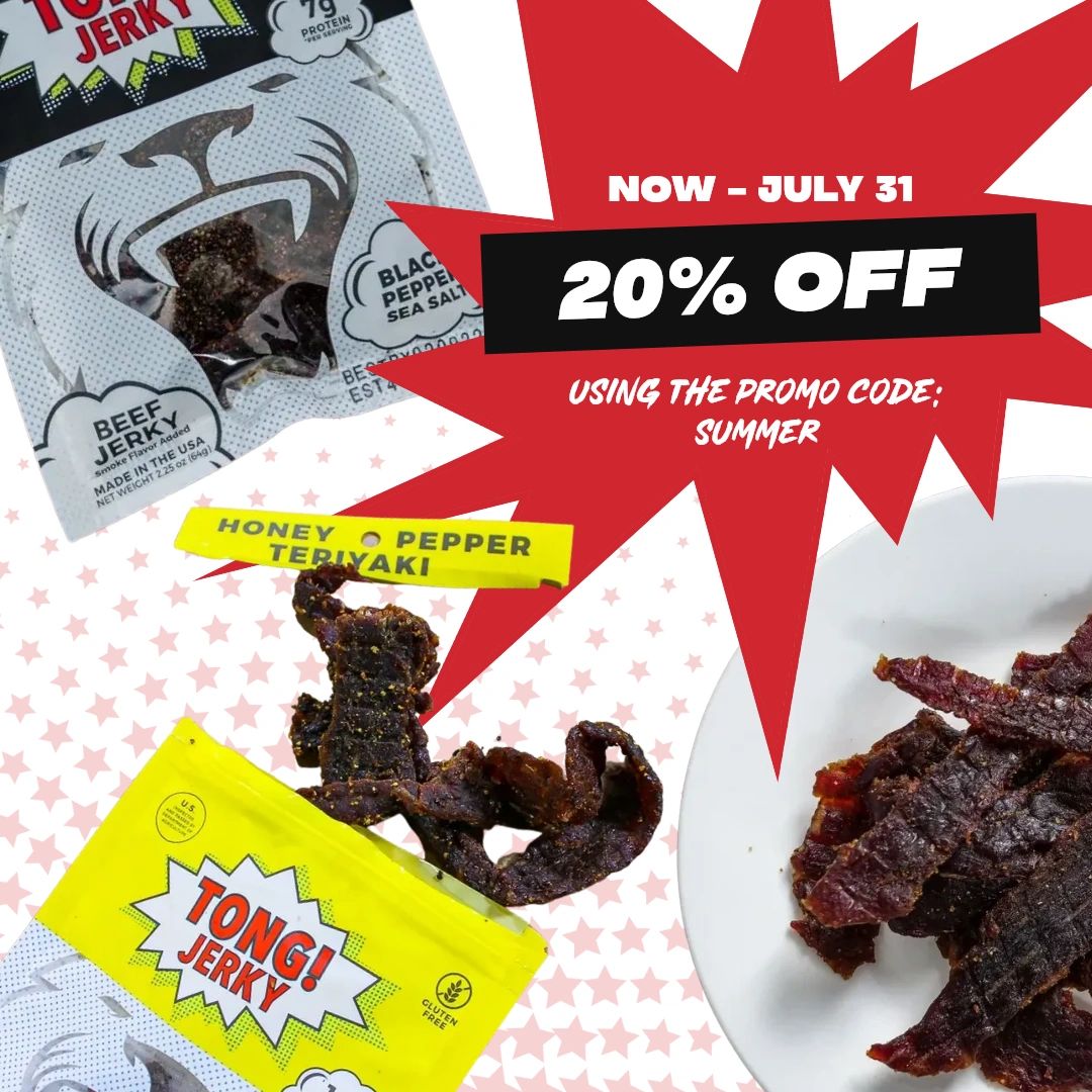 Let us fuel your summer fun. This month, we're offering a 20% discount on all online orders at tongjerky.com! Use the promo code 'Summer' to get the discount.