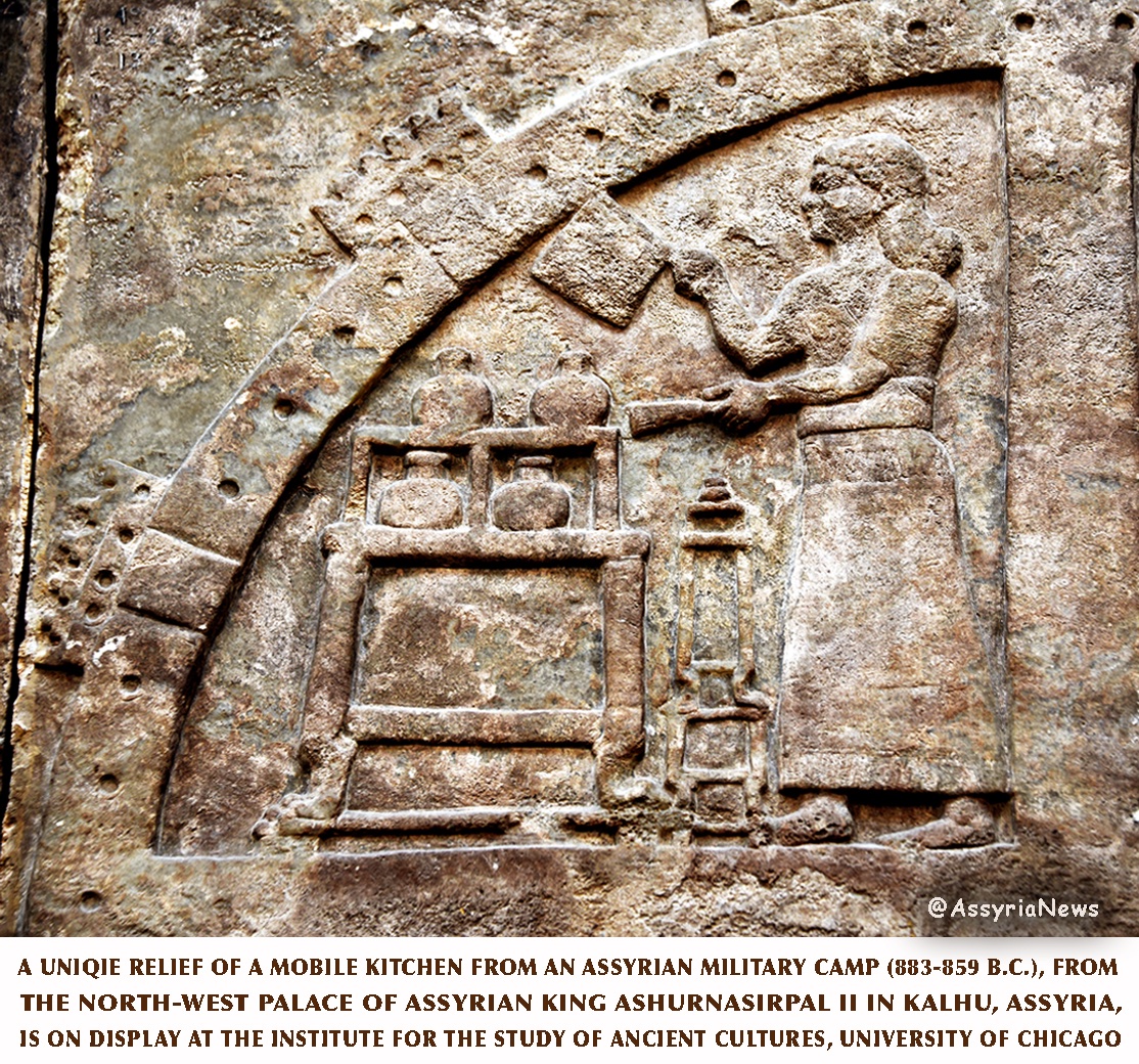 TodayAssyria's tweet photo. A uniqie relief of a mobile #kitchen from an #Assyrian military camp (883-859 B.C.), from the North-West Palace of Assyrian King #Ashurnasirpal II in #Kalhu, Assyria, at Study of Ancient Cultures, University of #Chicago.
#assyriankitchen #AssyriaNews https://t.co/EO5wpE0RYs