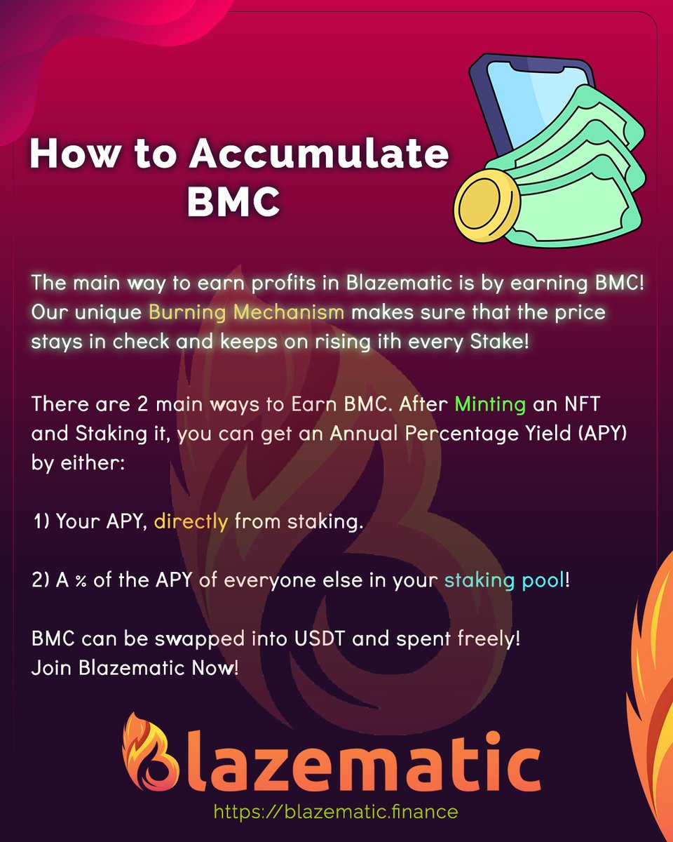 🔥 Make Money with Blazematic! 💼💎
Join Blazematic today and explore the various ways to make money. Embrace the power of staking, referral bonuses, and a thriving ecosystem that enables you to unlock your financial potential. #Blazematic #PassiveIncome #Staking #ReferralBonuses