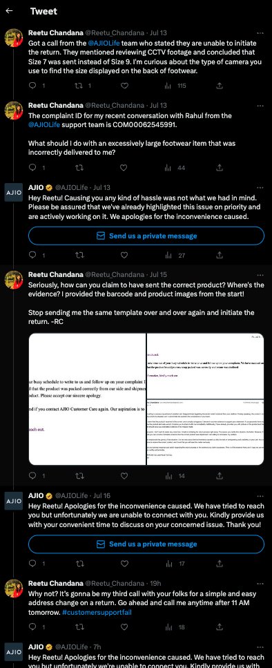 Reetu_Chandana's tweet photo. @AJIOLife After endless attempts to return the product. We are still here. @AJIOLife @nch1915 @consumerforum_ https://t.co/r6z5YdKtd0