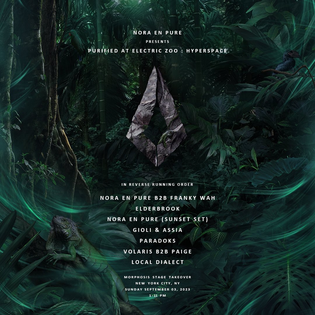 ElectricZooNY's tweet image. Let’s get purified!

Next up on our list of exciting, curated showcases is Nora En Pure’s Purified – Morphosis stage takeover! It will occur on Sunday, September 3, 2023, at Electric Zoo: Hyperspace! 🌌

Get to know the artists part of the Purified – Morphosis stage takeover…