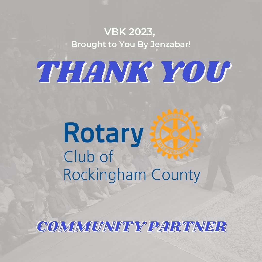 Thank you to the Rotary Club of Rockingham County for making this year's VBK 2023, brought to you by @jenzabar, a reality!

We couldn't make VBK happen without incredible community partners like you. Get your tickets today!: VBK2023.eventbrite.com

#Rotary #VBK2023 #Business
