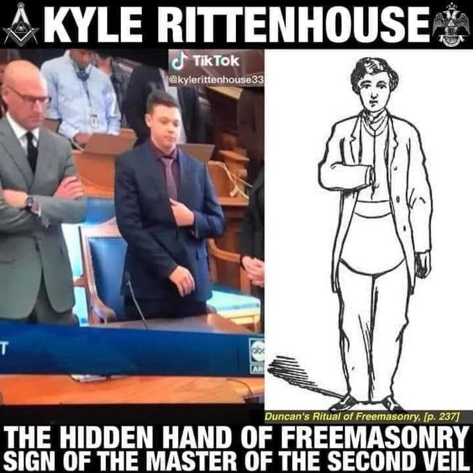 RT @Vision4theBlind: Kyle Rittenhouse showing the hidden hand masonic sign while in court https://t.co/6ZOIDJeNdp