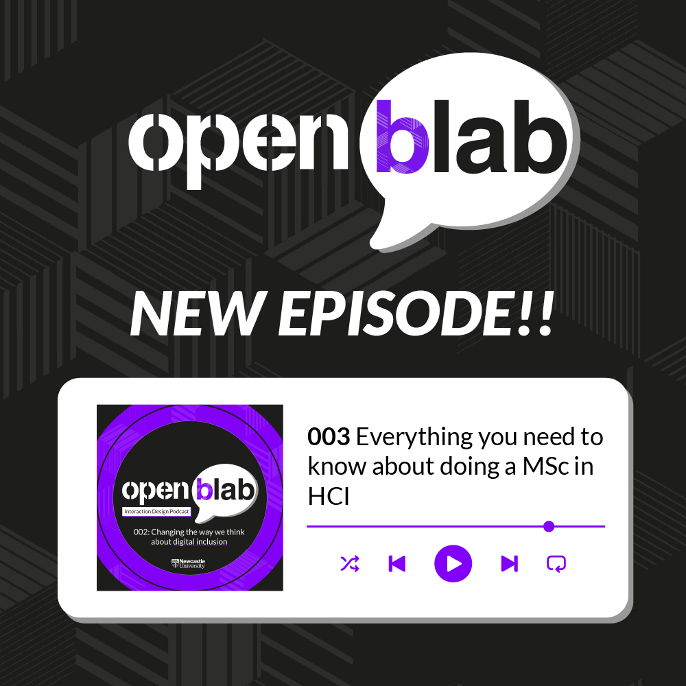 📻 Listen to 'Everything you need to know about doing a MSc in Human Computer Interaction' blab.openlab.dev/003/

We sat down to chat with two students from our MSc in Human Computer Interaction Diksha Sharma and Joseph Hutchinson.

Edited by <a href="/_danielparry/">daniel.parry</a>