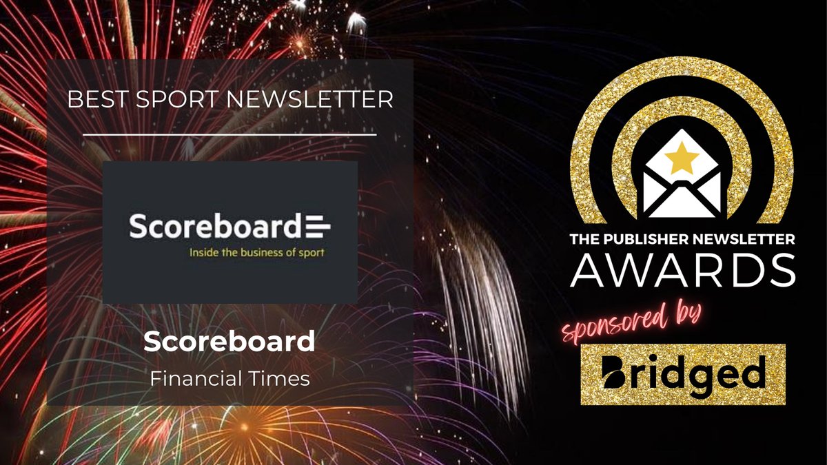 Scoreboard from @FinancialTimes wins Best Sport Newsletter - back of the net! #pubnewsletters