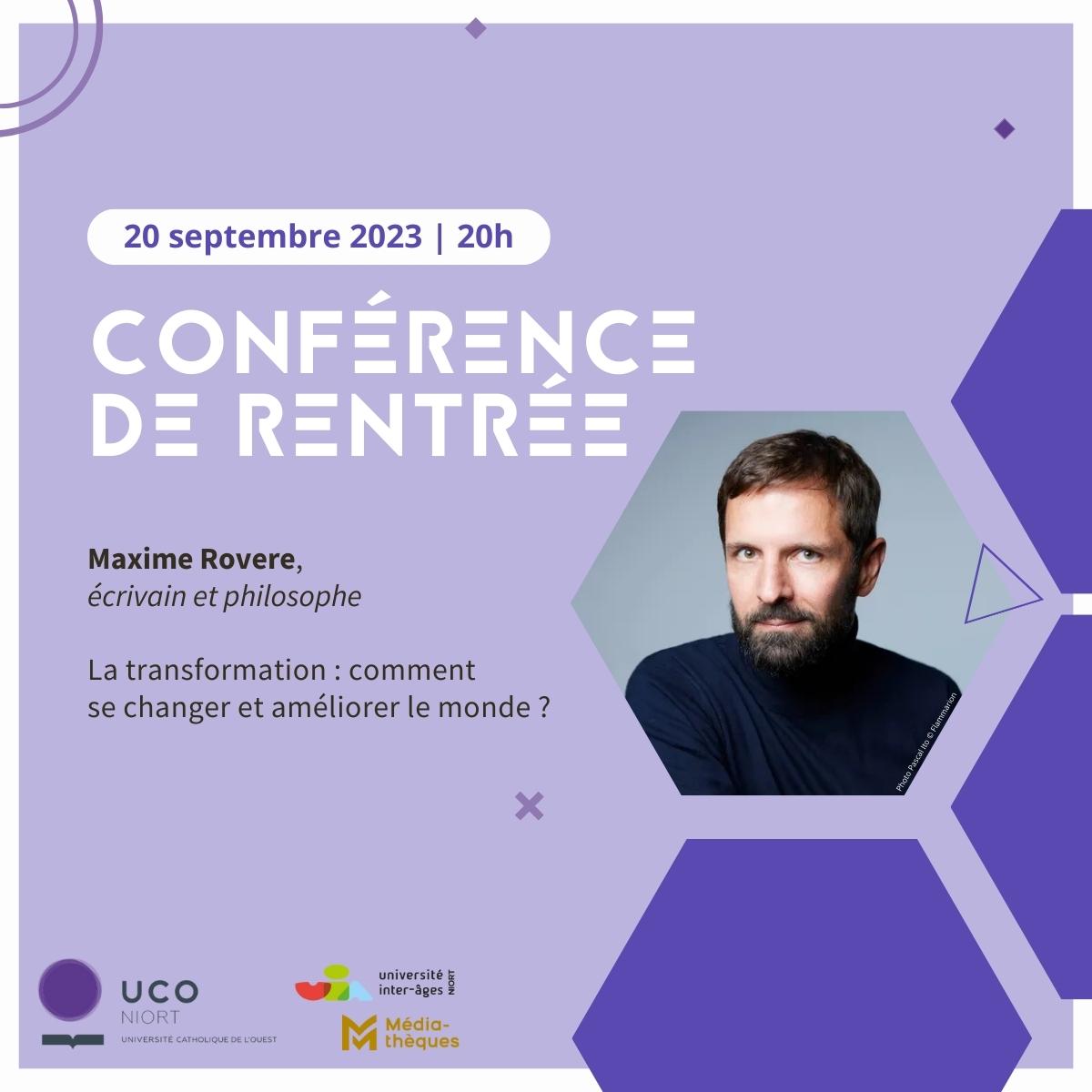 #savethedate En septembre, nous avons le plaisir d'accueillir le philosophe Maxime Rovere pour notre conférence de rentrée. En partenariat avec la médiathèque Pierre Moinot et l'Université inter-âges. 📅RDV le 20/09 à 20h !
<a href="/rovere_maxime/">Maxime Rovere</a> <a href="/NiortAgglo/">Niort Agglo</a>