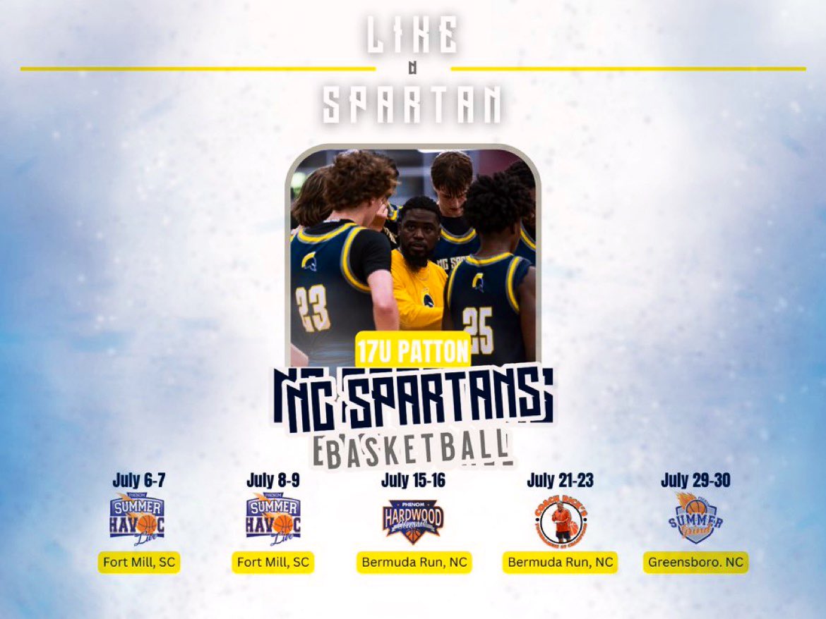 <a href="/NCSpartans/">NC Spartans</a> 17u Patton has 2 events left. As we look to finish the summer strong. Come out and see college level talent. <a href="/Phenom_Hoops/">Phenom Hoop Report</a> <a href="/PrepHoopsNC/">Prep Hoops North Carolina</a> <a href="/8Ballahoopinsi1/">8Ballahoopinsider</a>