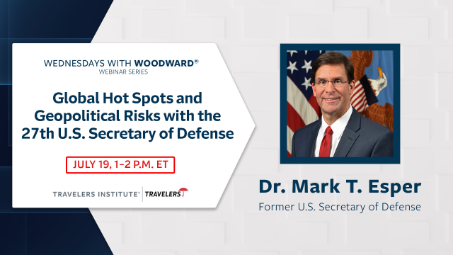 Global Hotspots and Geopolitical Risks with Former U.S. Secretary of Defense Mark T. Esper | Travelers Institute https://t.co/vCJtOqNpfr https://t.co/tHIoZzYcSH