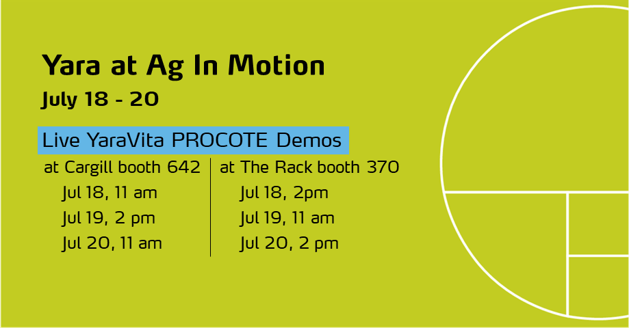 YaraWesternCdn's tweet photo. Crops are better off with micronutrients. 
Come to @AginMotion, Jul 18-20, and find the Yara team at @CargillAgCanada's booth 642 and @JACKfromTHERACK's booth 370 to discuss micronutrients and watch live YaraVita #PROCOTE demos!
#AIM23 #WestCdnAg https://t.co/mEMrEGXNQY