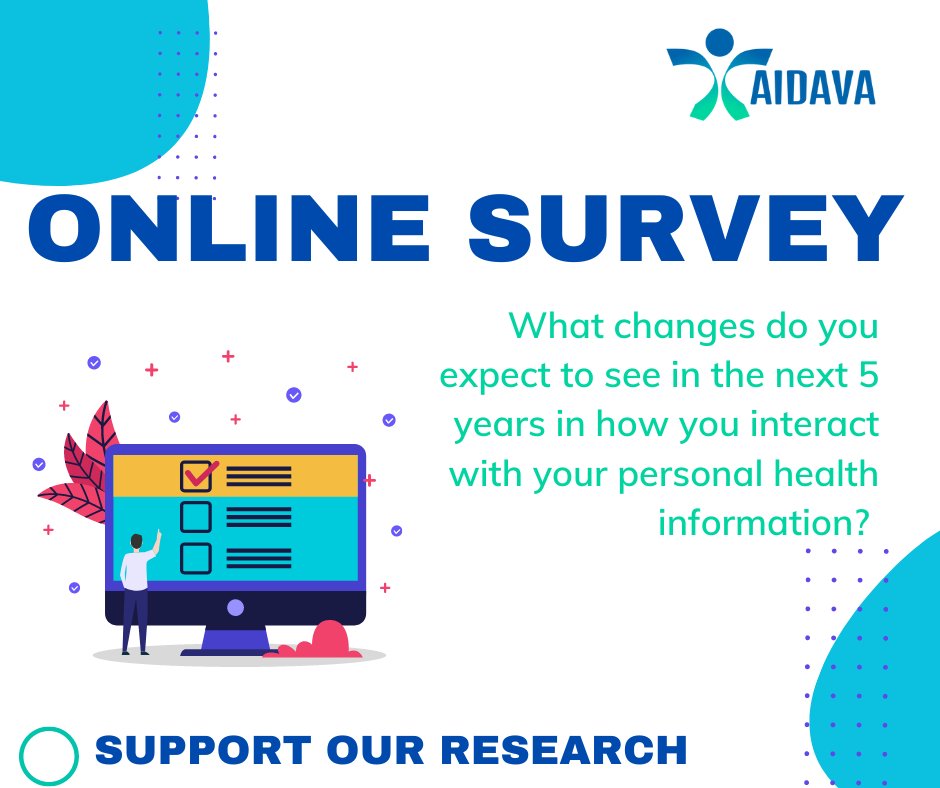 aidava_project's tweet photo. Please support our #research and answer this short #questionnaire on your interaction with your #personalhealthdata โ it will take less than 5 minutes. #PHD #PHR. The survey is available in English, Dutch, Estonian, French, German, Hungarian, Romania.
๐https://t.co/6ysYMIJ5wk https://t.co/VXLcB0qIzw