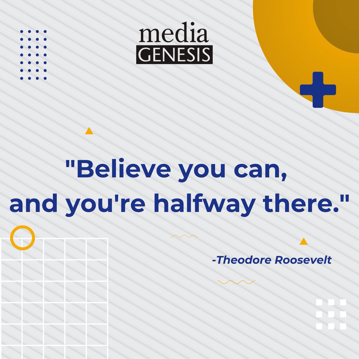 MediaG's tweet image. Happy #ModivationMonday! We love this inspiring quote by Theodore Roosevelt, reminding us that mindset is everything when it comes to achieving your goals. 💪 So, let&apos;s embrace self-belief and unlock our full potential!

#BelieveInYourself #YouCanDoIt #PositiveMindset