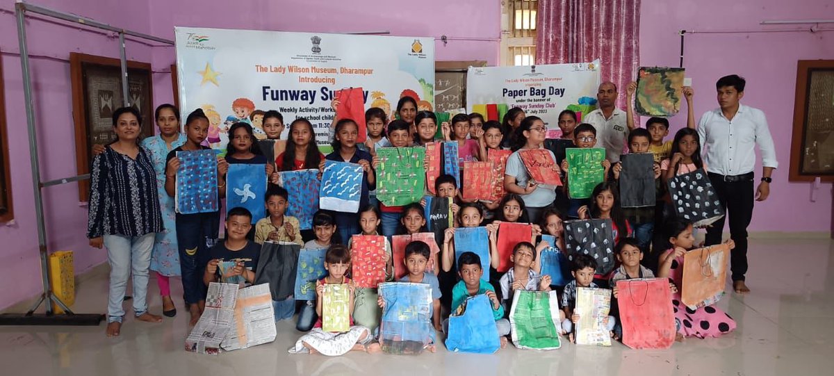theladywilson's tweet photo. Children enjoying making Paper bags with Newspaper to celebrate ‘World Paper Bag Day’ to keep our environment clean and tidy under the banner of ‘Funway Sunday Club’ of the Lady Wilson Museum on 16th July https://t.co/0RZLUPhsKp