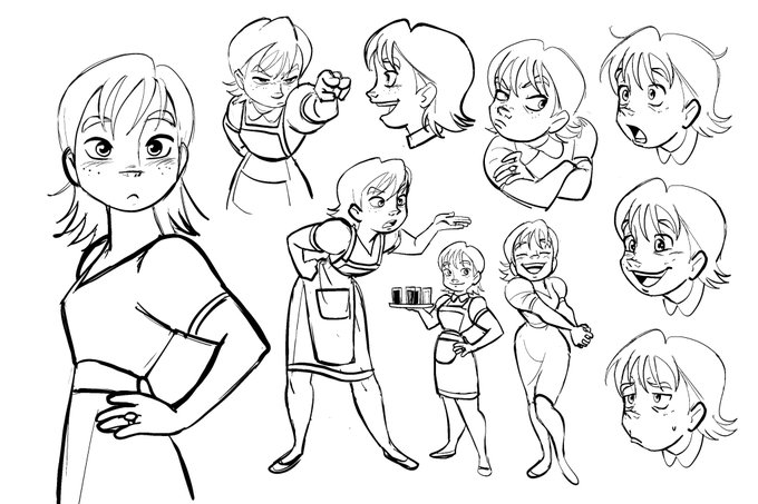 Concept for Mack's best friend who's a hairdresser/waitress possibly