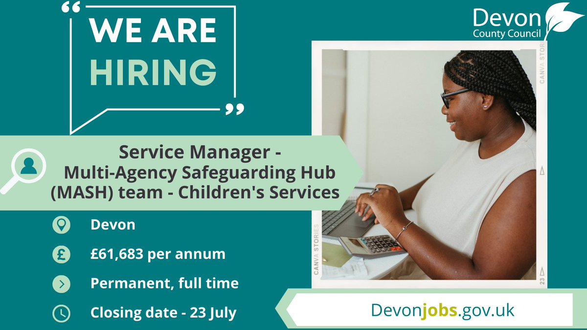 📢Apply now for the new Service Manager role in our Multi-Agency Safeguarding Hub (MASH) team in #ChildrensServices. We seek a dynamic, forward-thinking manager with experience of Child Protection legislation, guidance & process. Is this you?devonjobs.gov.uk/job/Service%20… #DevonJobs