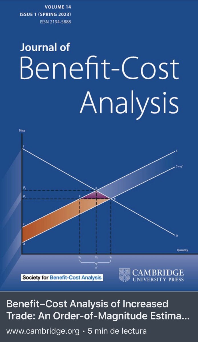 balemanc's tweet photo. Very happy to share that our paper “Benefit-Cost Analysis of Increased Trade: An Order-of-Magnitude Estimate of the Benefit-Cost Ratio” is now published and available at Volume 14 S1 of the #JBCA.

Journal of Benefit-Cost Analysis | Cambridge Core - https://t.co/VyDDOXsTL1 https://t.co/JnWJ2dyzDz