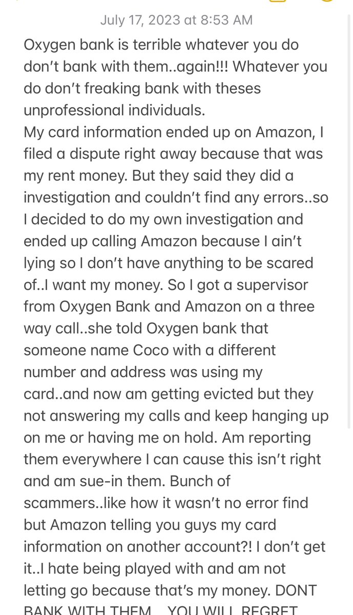 Starz1030's tweet photo. @Oxygenbanking DONT TRUST THIS BANK WITH YOUR MONEY https://t.co/Dx8Cs3UqoJ