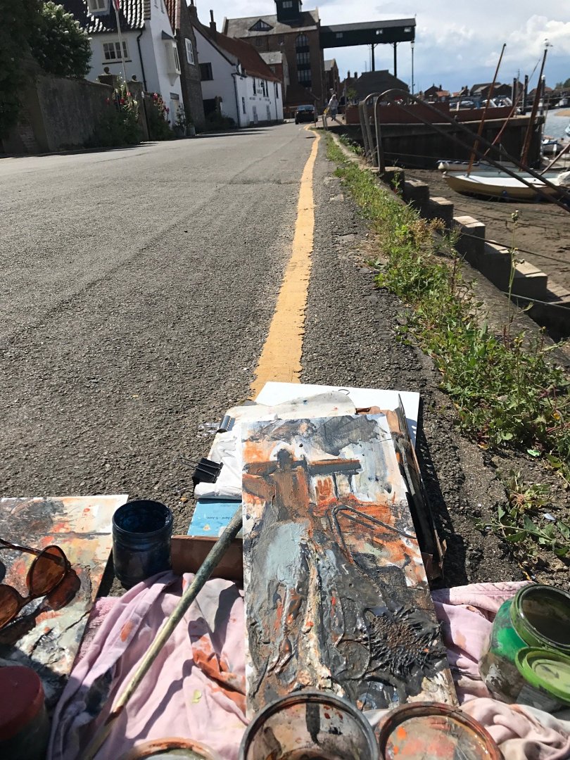 susanisaac's tweet photo. Day 5 @PaintOutNorfolk #PON2023 - at #WellsNexttheSea - Temporary blue skies! Building my miniature painting between thunderstorms.
#paintoutnorfolk #paintout #norfolk #northnorfolkcoast #northnorfolk #EnPleinAir #PleinAir #PleinAirPainting #Art #Artist #landscapepainting https://t.co/8AzeAaNxbK