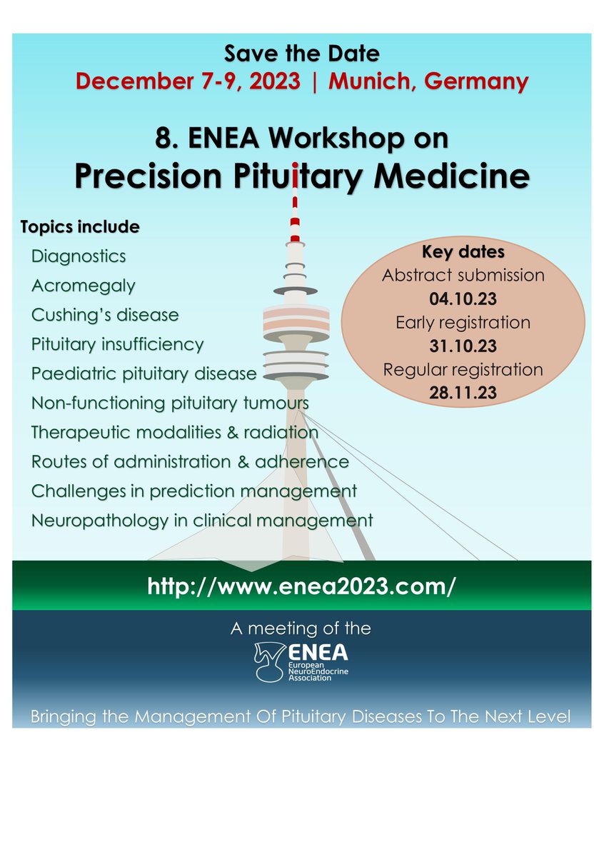 AGTheoLab's tweet image. 📢Abstract submission is now open for the 8. ENEA Workshop on Precision Pituitary Medicine @ENEAssoc @ENEA_Young