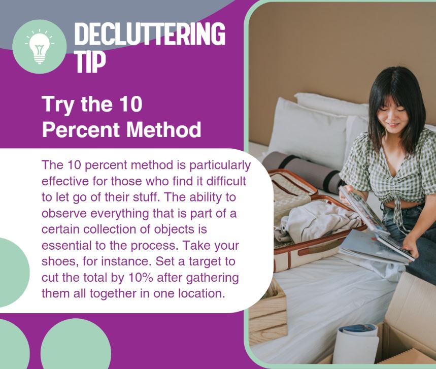 keystorage1's tweet photo. Start your decluttering journey with ease! Try the 10 percent method. We have space for all your things you want to keep! #KeyStorage #selfstorage #declutter #storagetips #decluttertips #organize #needspace #spaceavailable #calltoday https://t.co/5uyANtoMIO