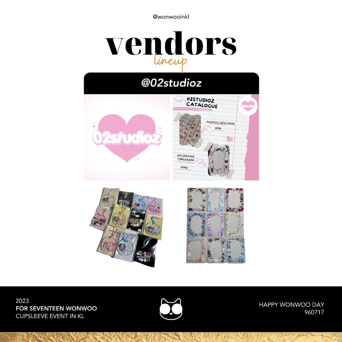 ourcheonsajh's tweet photo. 🖤Our vendor list for event

Dont forget to come and take a look at our vendor. 

@bowque_ @eumerch_ @calistacharms @02studioz 
@sujibeem  

See more detail on👇🏻
#everyonewooinKL https://t.co/Qcb2Gx9GLI