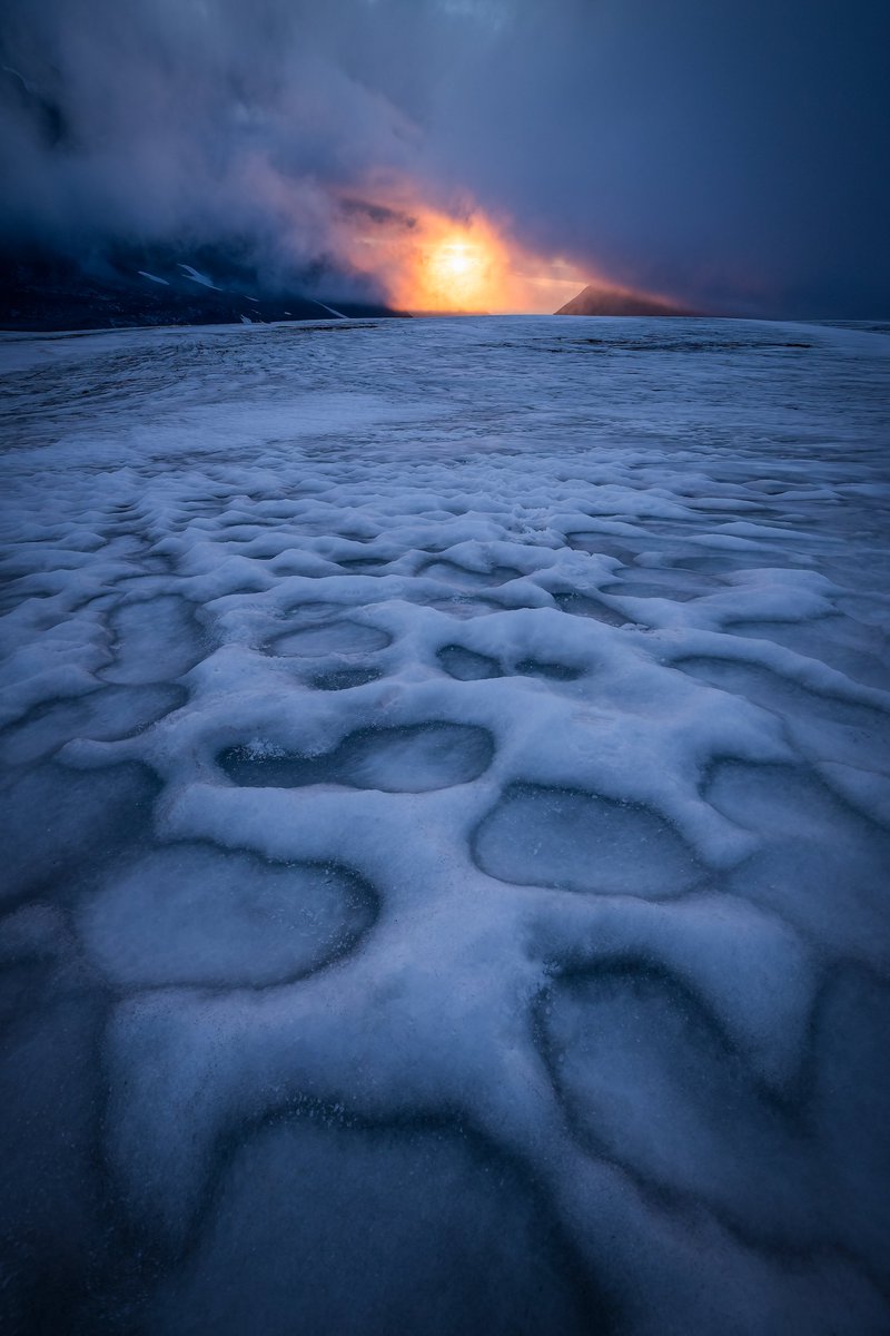 'Fire on Ice' – a surreal sunrise captured on the Mons Glacier a few days ago, in a remote and stunning part of Banff National Park.