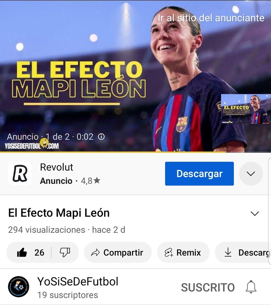 👉 Tenemos un un nuevo canal de 📹YouTube donde iremos subiendo originales videos sobre #Futbol #FutbolFemenino y #FutbolSala.

Os agradeceríamos 🙏🙏enormemente que os 👨‍💻 suscribierais al canal o simplemente nos ayudaseis con un🔁 RT.
Un abrazo de gol!!

youtu.be/BFoBdWYv09I