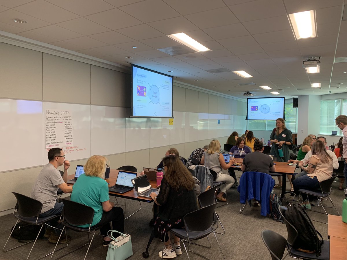 Great morning with new #FCPSsbts making connections and mentor/mentee matches. Big shout out to our coaches <a href="/CtrlAltTABitha/">Tabitha Reber (she/her)</a> <a href="/DrFishTeaches/">Lindsey Fisher (she/her)</a> <a href="/MelMollick/">Mel Mollick</a>. Can’t wait to see more SBTS at kickoff Thursday.