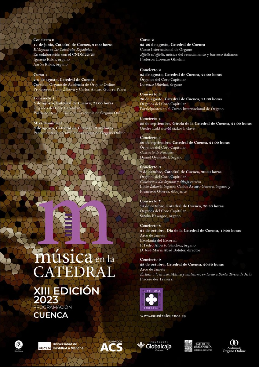Y aquí lo tenéis! Música en la Catedral 2023. Ya trece años haciendo música de calidad con nuestros fantásticos tres órganos. Empezamos en agosto y hasta finales de octubre. Consulta aquí la programación completa: catedralcuenca.es/es/noticias-y-…
