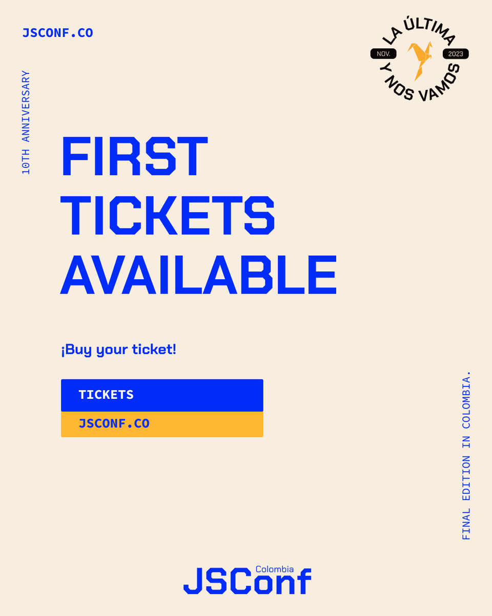 jsconfco's tweet photo. 📣Now on sale the First Batch of tickets on the web.  

📣Ya están a la venta la primera ronda de entradas. Disponibles en la web https://t.co/zVZHmbR6xZ
