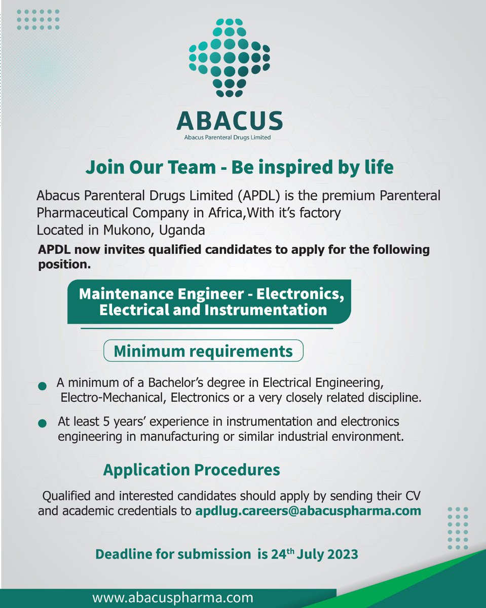 AbacusPharmaLtd's tweet photo. Click the link below to see more details about the job. https://t.co/6l0DYeysFS
#recruiting #team #maintenanceengineer https://t.co/tyhhI8NGAt