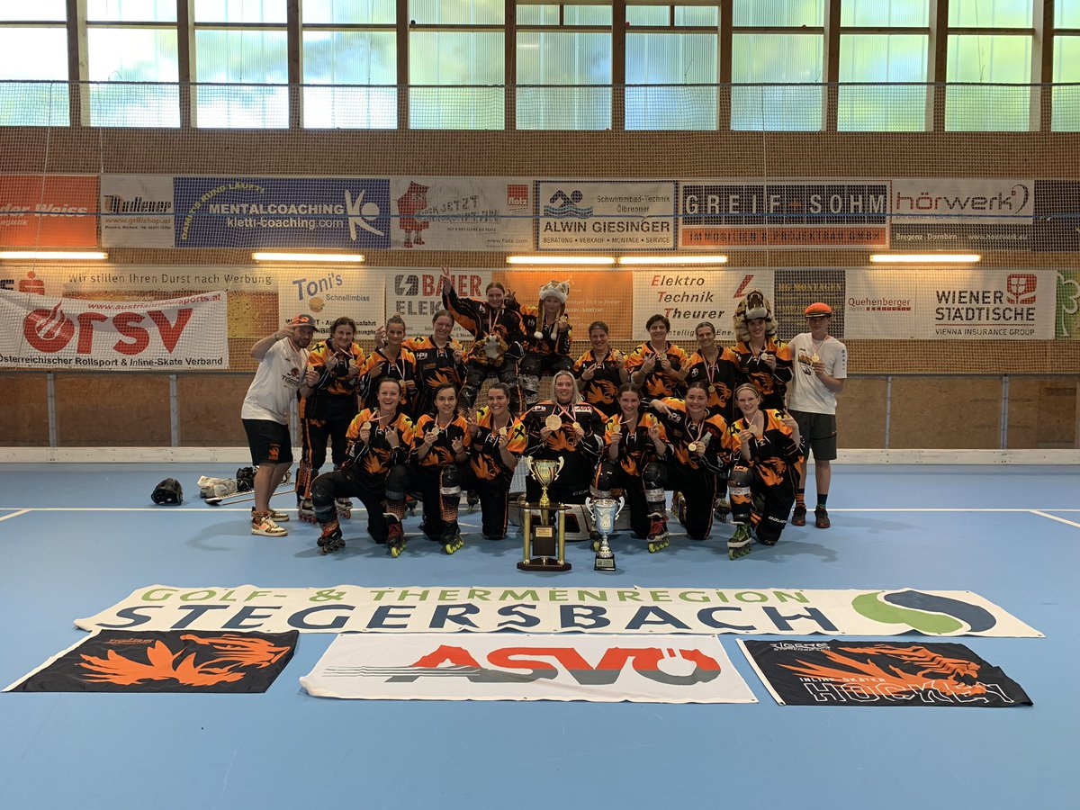 TStegersbach's tweet photo. SIEGER!!! Mission Titelverteidigung geglückt! TIGERS DAMEN ÖSTERREICHER BUNDESLIGA MEISTER 2023 https://t.co/qxpyEAuo0j
