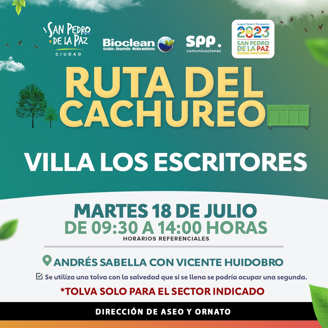 SanPedroPaz's tweet photo. 📷Atención vecin@s
RUTA DEL CACHUREO Martes 18 y Jueves 20 de Julio
#rutadelcachureo
#munispp #participaciónciudadana #javierguiñezalcalde #medioambientespp #santuariodelanaturaleza https://t.co/ihSOfdJ3a7