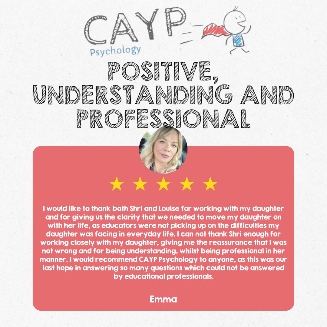 🌟 We're thrilled to receive this heartfelt review! 🌟 We recently had the privilege of working with this amazing family, and we're honored to have made a positive impact. #CAYP #Psychology #5StarReview #Positive #Understanding #Professional