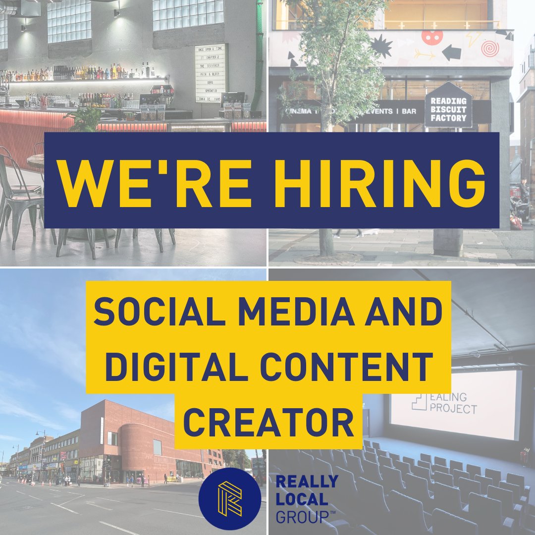Really Local Group (@reallylocalgrp) on Twitter photo We're hiring! We're on the look out for an experienced Social Media & Content Creator, who will be working with our teams in <a href="/Rdng_bsct_fctry/">Reading Biscuit Factory</a>, <a href="/ealing_project/">Ealing Project</a>, <a href="/CatfordMews/">Catford Mews</a>, <a href="/SidcupStorytllr/">Sidcup Storyteller Cinema</a> & <a href="/peckhamlevels/">Peckham Levels</a>.
To apply👉bit.ly/3OiqQmv
#londonjobs #londonvacancy We're hiring! We're on the look out for an experienced Social Media & Content Creator, who will be working with our teams in <a href="/Rdng_bsct_fctry/">Reading Biscuit Factory</a>, <a href="/ealing_project/">Ealing Project</a>, <a href="/CatfordMews/">Catford Mews</a>, <a href="/SidcupStorytllr/">Sidcup Storyteller Cinema</a> & <a href="/peckhamlevels/">Peckham Levels</a>.
To apply👉bit.ly/3OiqQmv
#londonjobs #londonvacancy