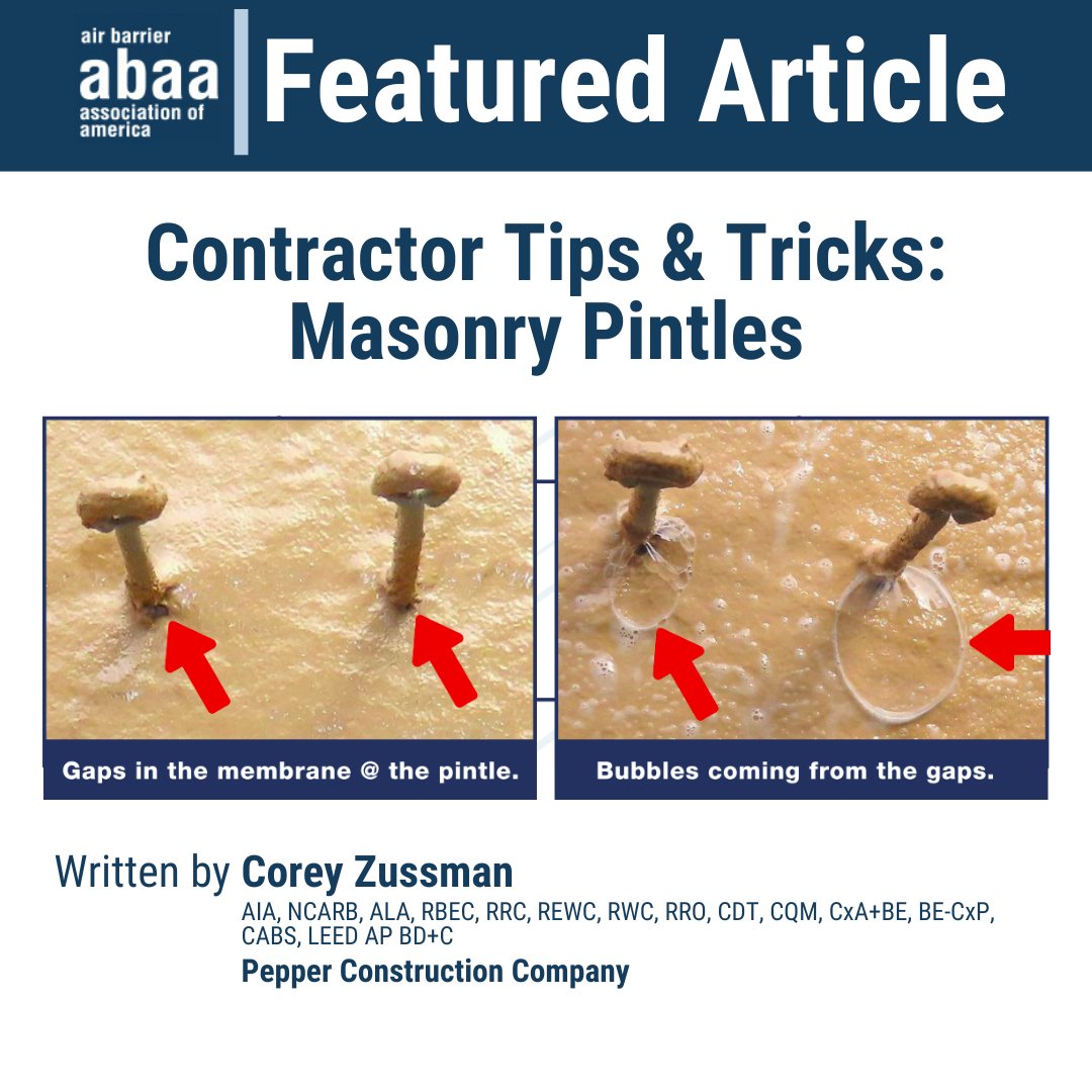 Check out our article of the week: Contractor Tips &amp; Tricks on Masonry Pintles. Click the link below to read:

ow.ly/jJJi50Pe6WI

#airbarrierassociation #contractors #airbarrier #tipstricks ow.ly/mmHo50P7Epb