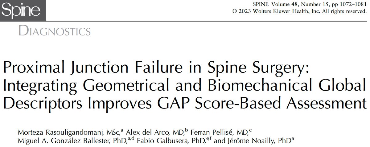 JeromeNoailly's tweet image. 📣NEW ARTICLE @BCN_MedTech @UPFBarcelona

#InSilico modelling &amp;amp; analytical #biomechanics detect 90%+ of proximal junction #Failure in adult #spine #surgery 👇Well done @MortezaRasoul11 !!!
   journals.lww.com/spinejournal/A…

Collaboration with @hospitaldelmar @vallhebron @grupposandonato