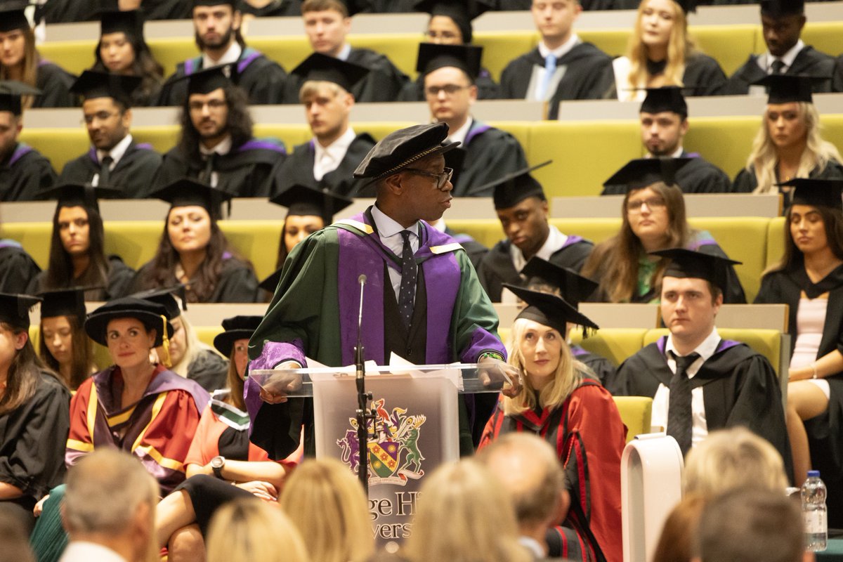 Clive Myrie addresses graduates during the ceremony at Edge Hill University.
