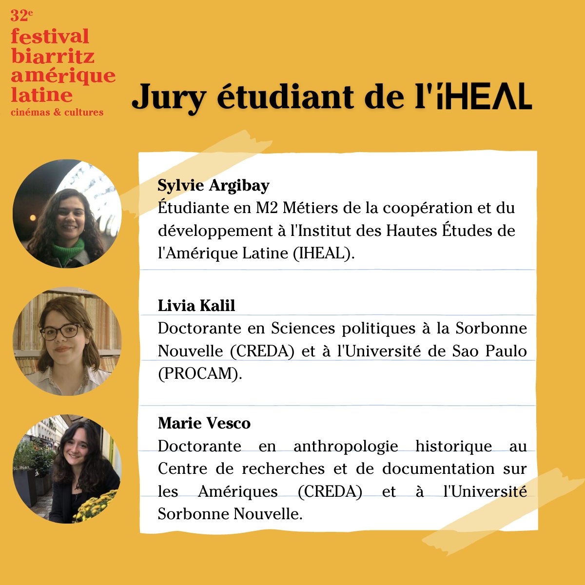FestBiarritzAL's tweet photo. Le jury étudiant de l'@IHEAL_CREDA de cette 32e édition 👏🤩
--
El jurado estudiantil del Instituto de los Altos Estudios sobre América Latina de la edición 2023!
#iheal #fbal #festival #cine #culture https://t.co/J4hhyYGbkx