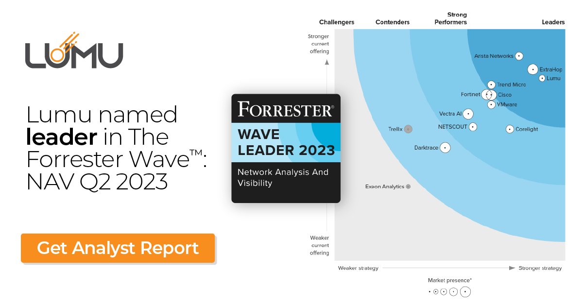 lumutech's tweet photo. According to Heath Mullins in The Forrester Wave™: Network Analysis and Visibility Q2 2023: “Medium-size to large enterprises looking for an easily consumed but highly capable NAV product should take a hard look at Lumu.” >> https://t.co/8RTFV6ntRk

#ForresterWave #NAV #GoLumu https://t.co/2Me4yEjxe7