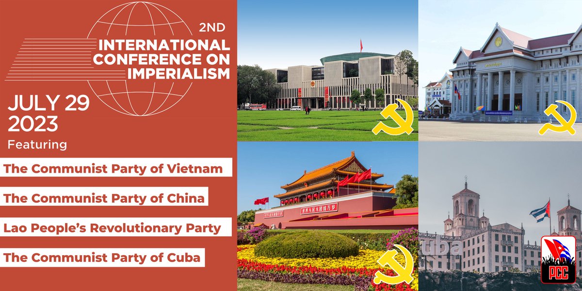 CpusaDepartment's tweet photo. We are proud to announce that our 2nd ever International Conference on July 29th will feature the participation of four governing communist parties -- CP China, CP Vietnam, Lao PRP, and CP Cuba! Register now: https://t.co/ueWD2cifGa https://t.co/0TqRzGqghf