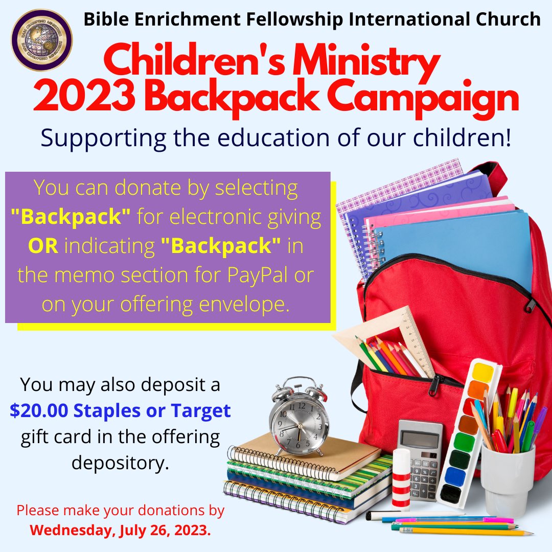 🙌🏾❤️🎒 Supporting the education of our children! #BEFIC #Backpack #ChildrensMinistry #Staples #Target