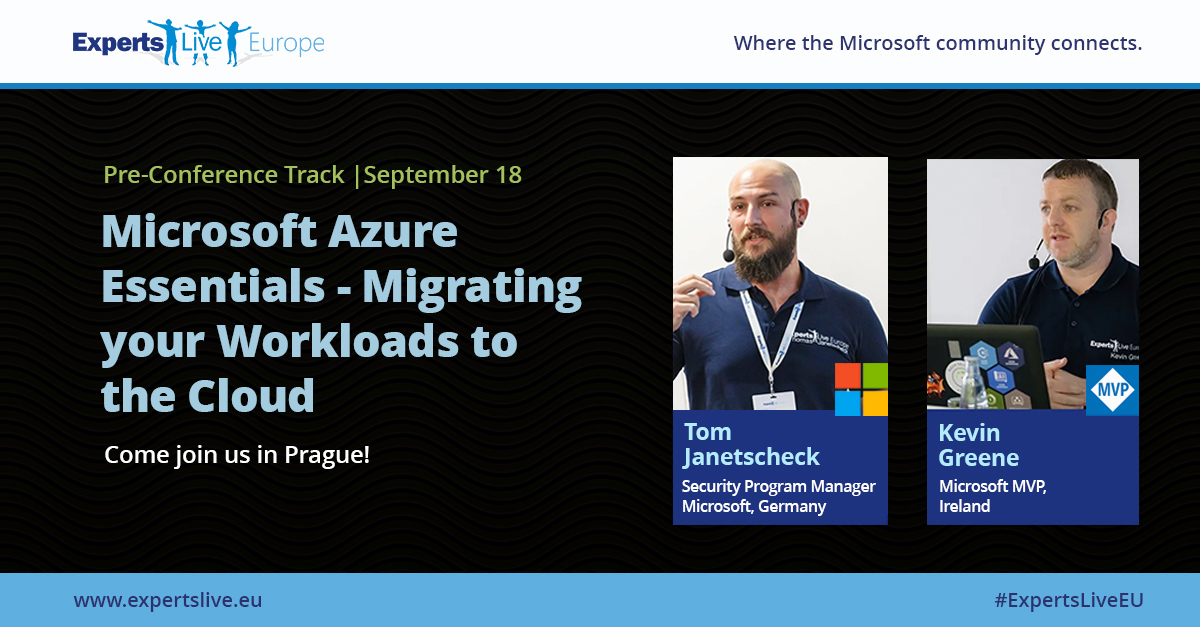 📢⚠️Important speaker update! #Security Program Manager at <a href="/Microsoft/">Microsoft</a>, former #MVP and well-known #Microsoft expert <a href="/azureandbeyond/">Tom Janetscheck</a> joins forces with <a href="/kgreeneit/">Kevin Greene</a> to deliver the pre-conference workshop "#MicrosoftAzure Essentials - Migrating your Workloads to the #Cloud."

Don't